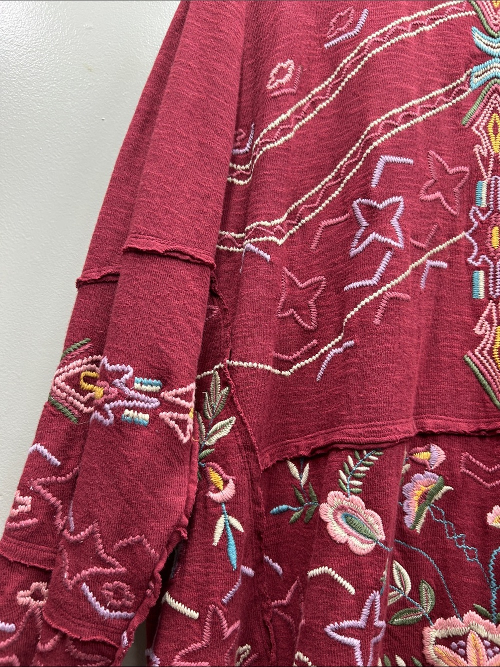 Coldwater Creek Burgundy Oversized Floral Embroidered Cardigan - Picture 12 of 14